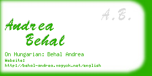 andrea behal business card
